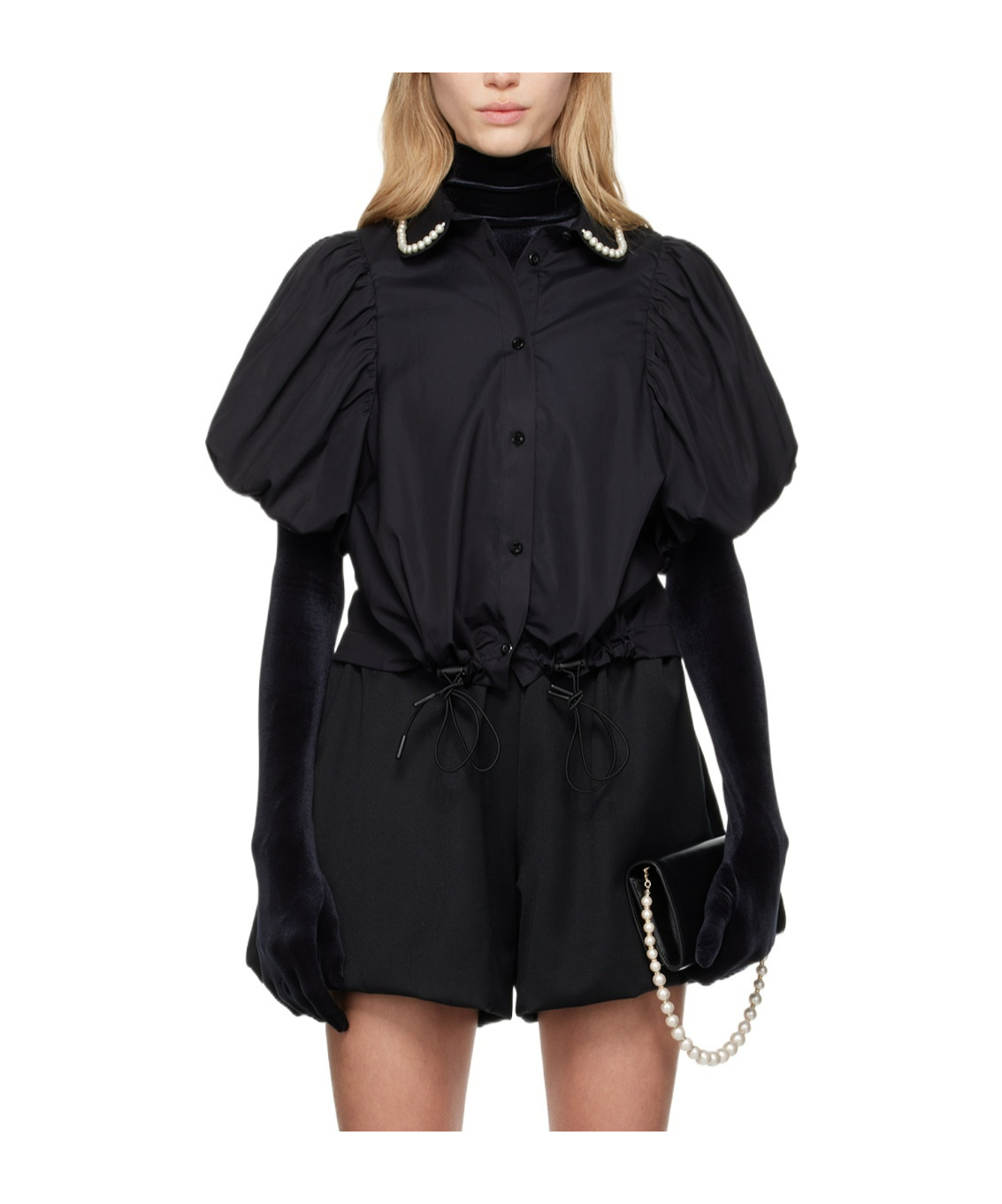 Simone Rocha Black Beaded Shirt In Black