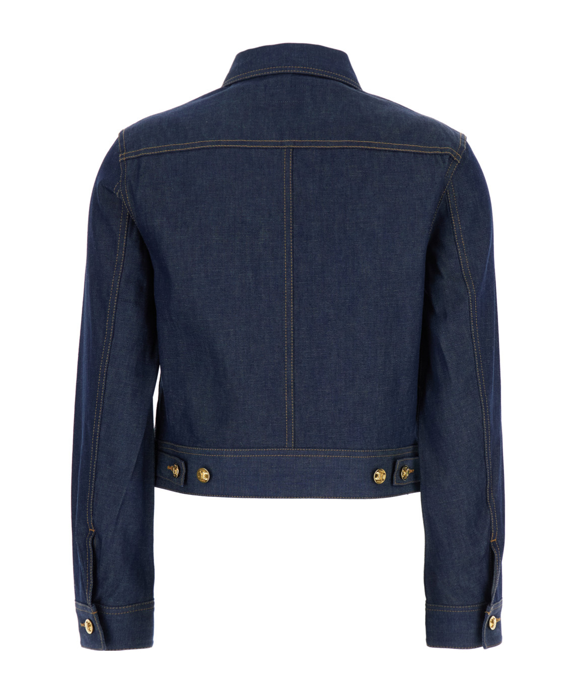 Celine Lapel Long-sleeved Denim Jacket In Black