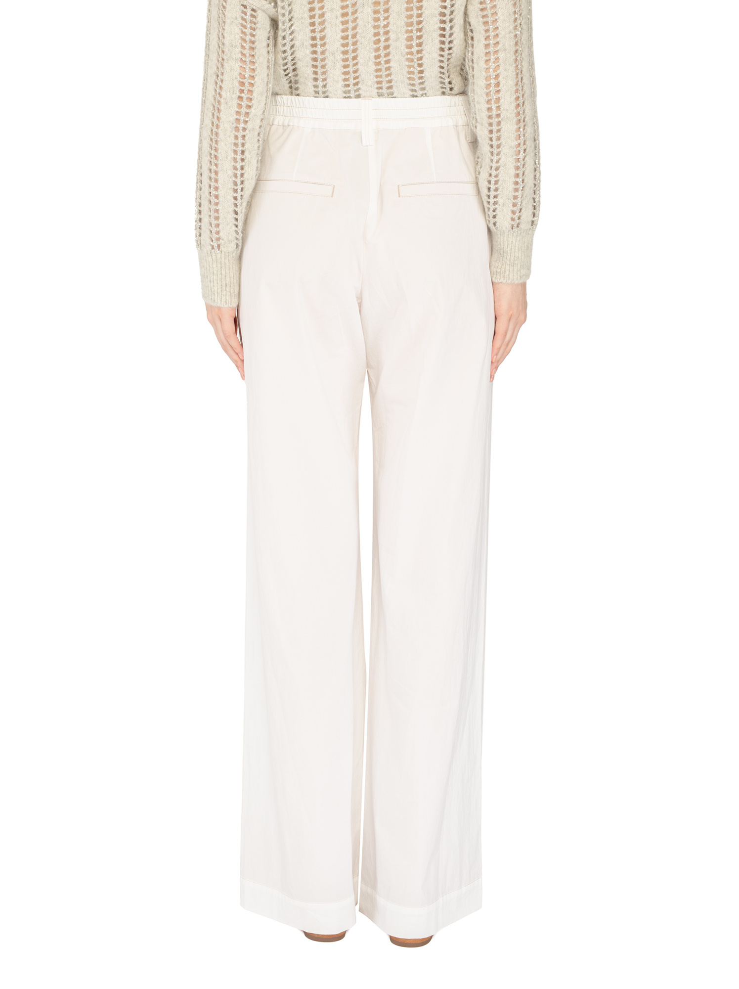 Brunello Cucinelli Wide-leg Cotton Trousers In White