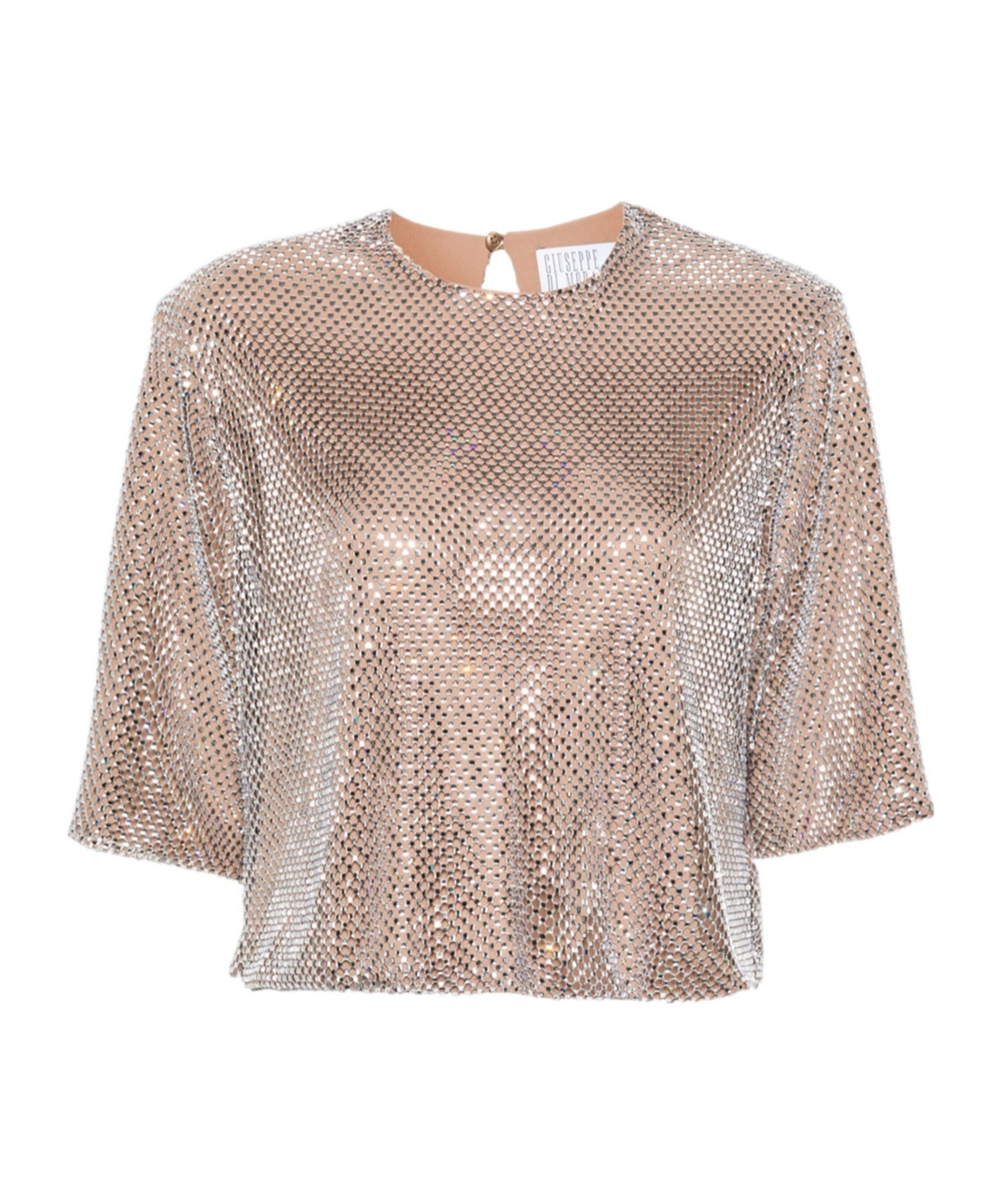 Giuseppe Di Morabito Embellished Metallic Keyhole Back Blouse In Nude