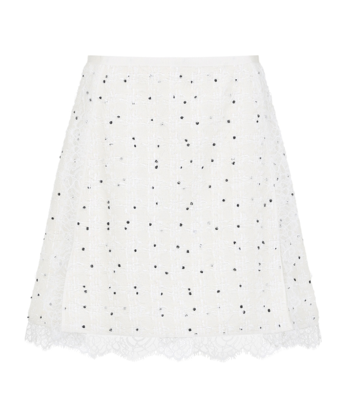 Giambattista Valli Polka-dot Lace-trim Mini Skirt In White