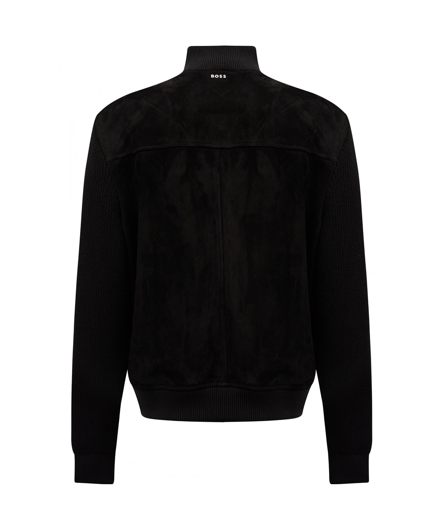 Hugo Boss Long Sleeve Leather Jacket In Black