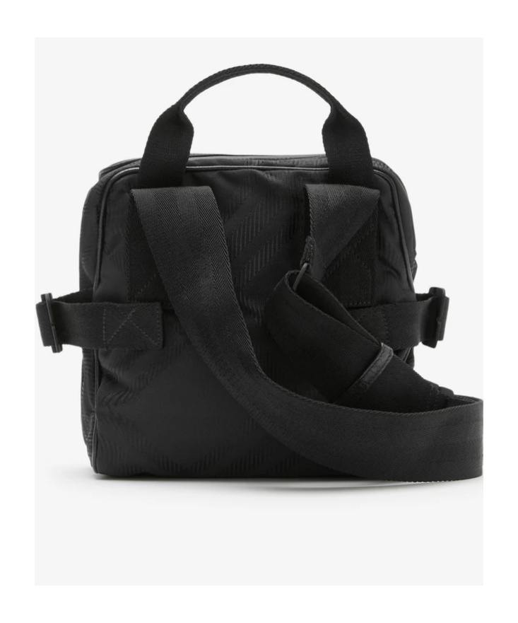 Burberry Check-pattern Zipped Messenger Bag In Black