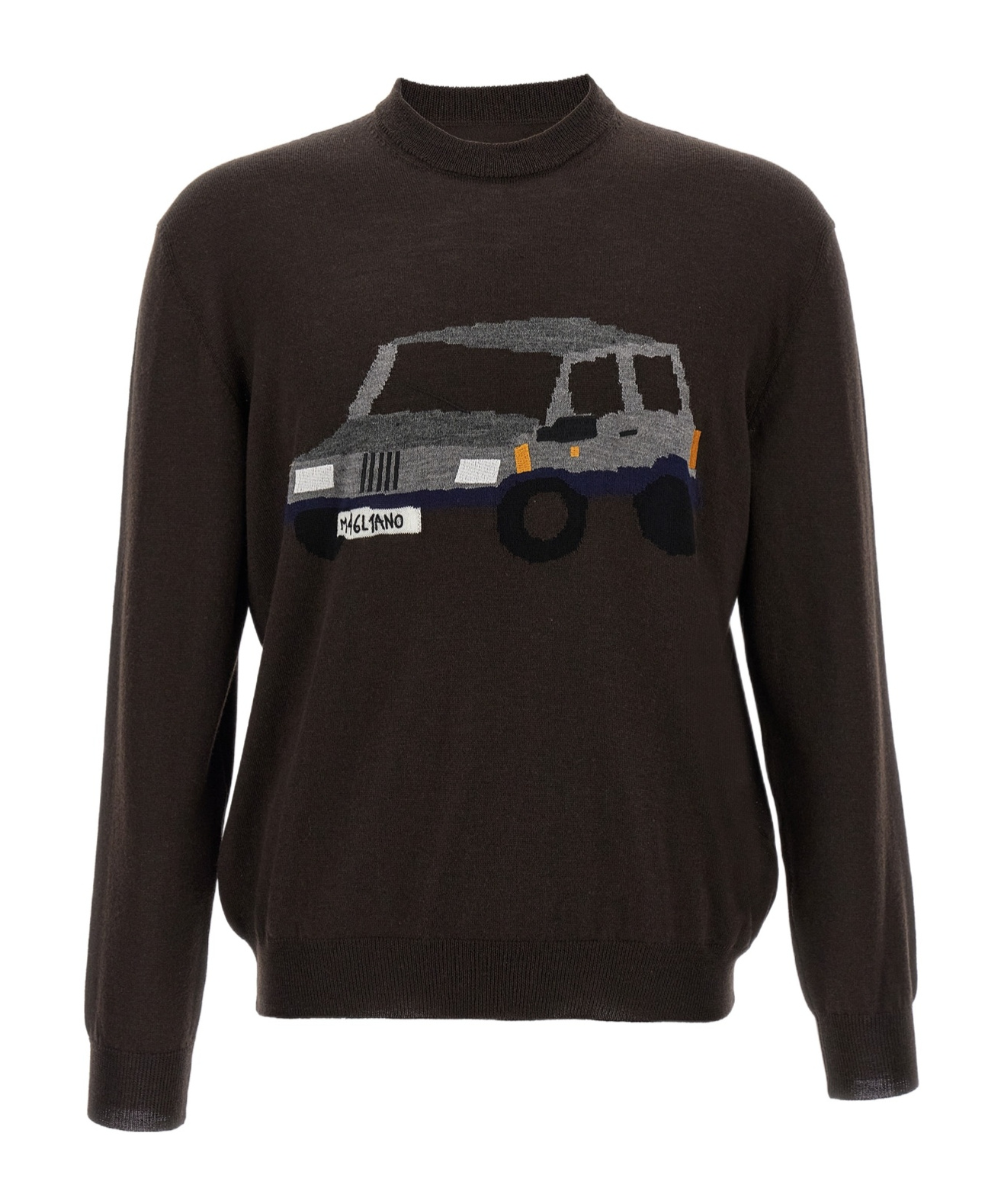Magliano Graphic Crew Neck Long Sleeve Sweater In Black