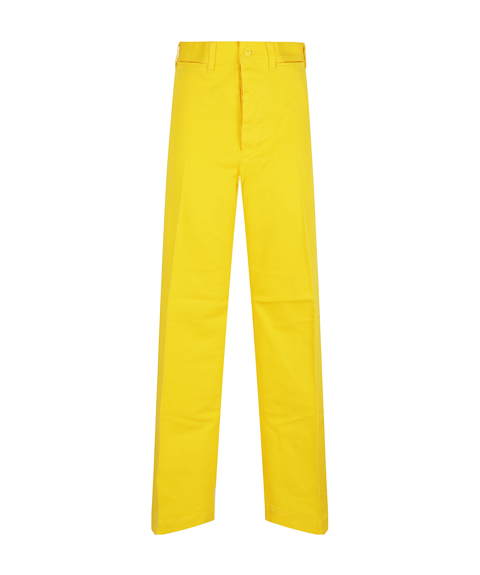 Shop Polo Ralph Lauren Cotton Straight Trousers In Yellow