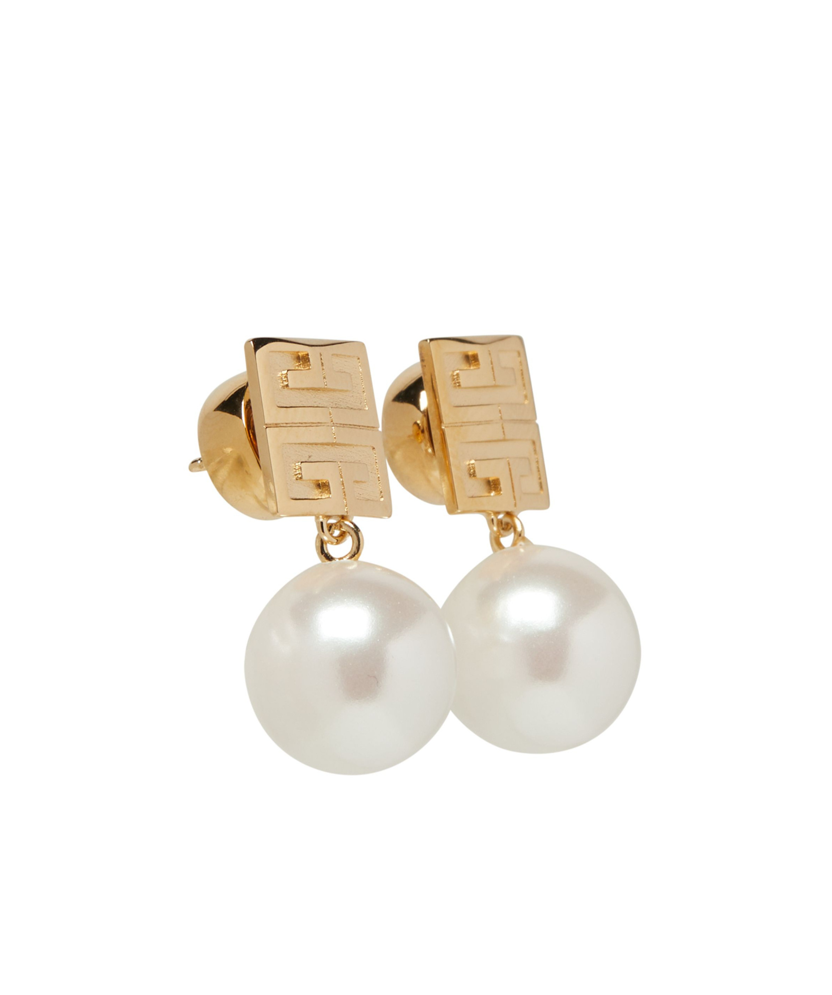 Givenchy White And Golden Brass 4g Earrings In White/gold