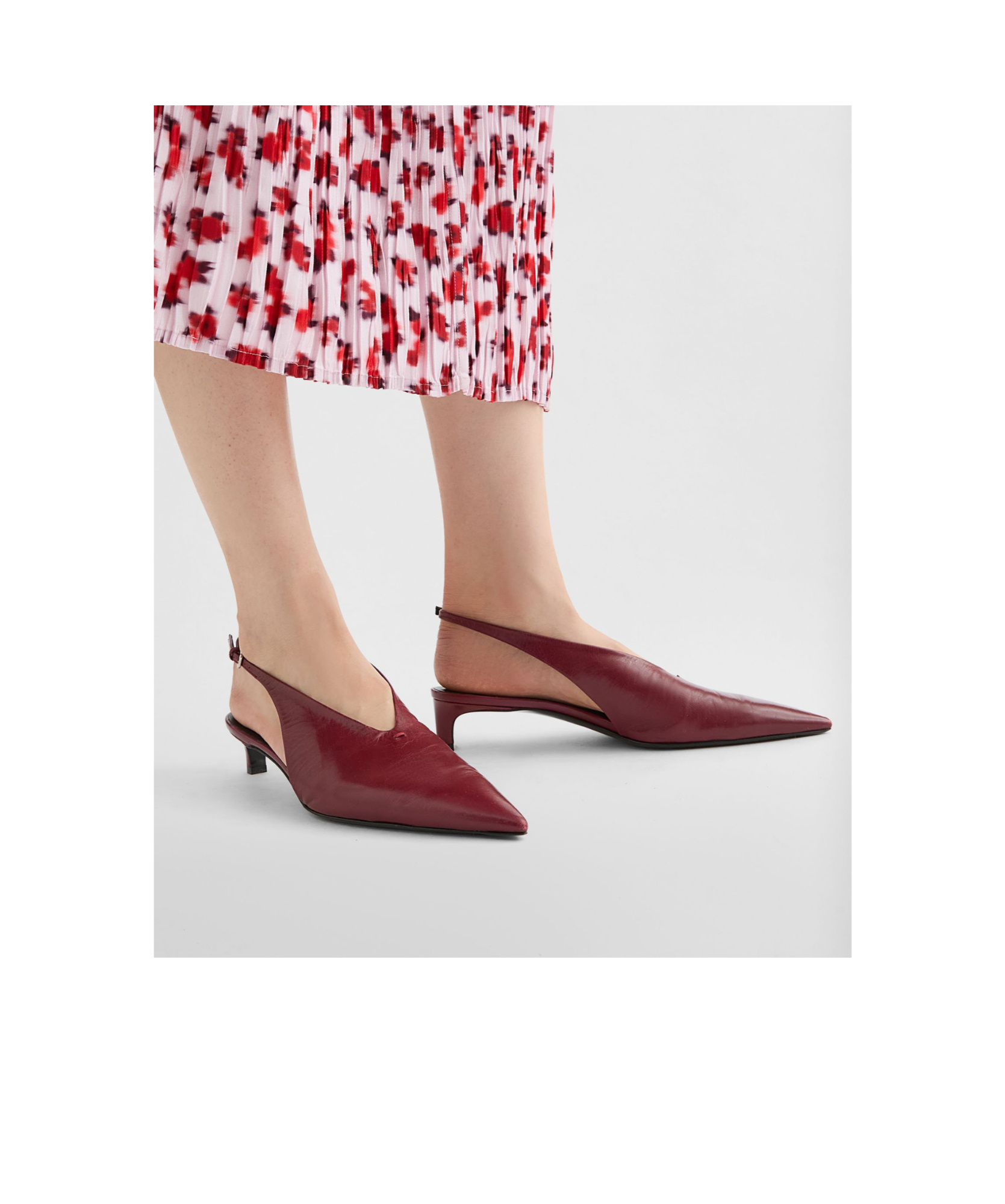 Jil Sander Pointy Leather Slingback Pumps In Red