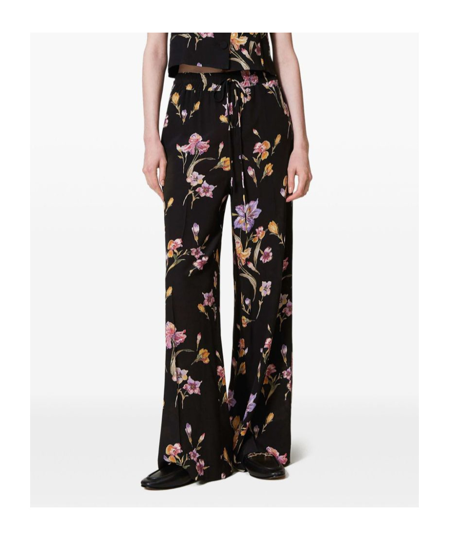 Twinset Twin-set Relaxed Fit Black Trousers In Black