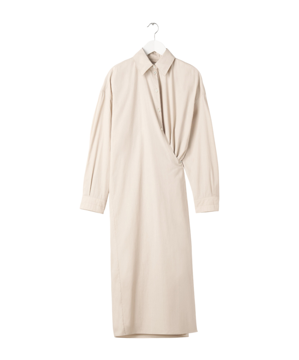Lemaire Twisted Cotton Poplin Midi Shirt Dress In Nude