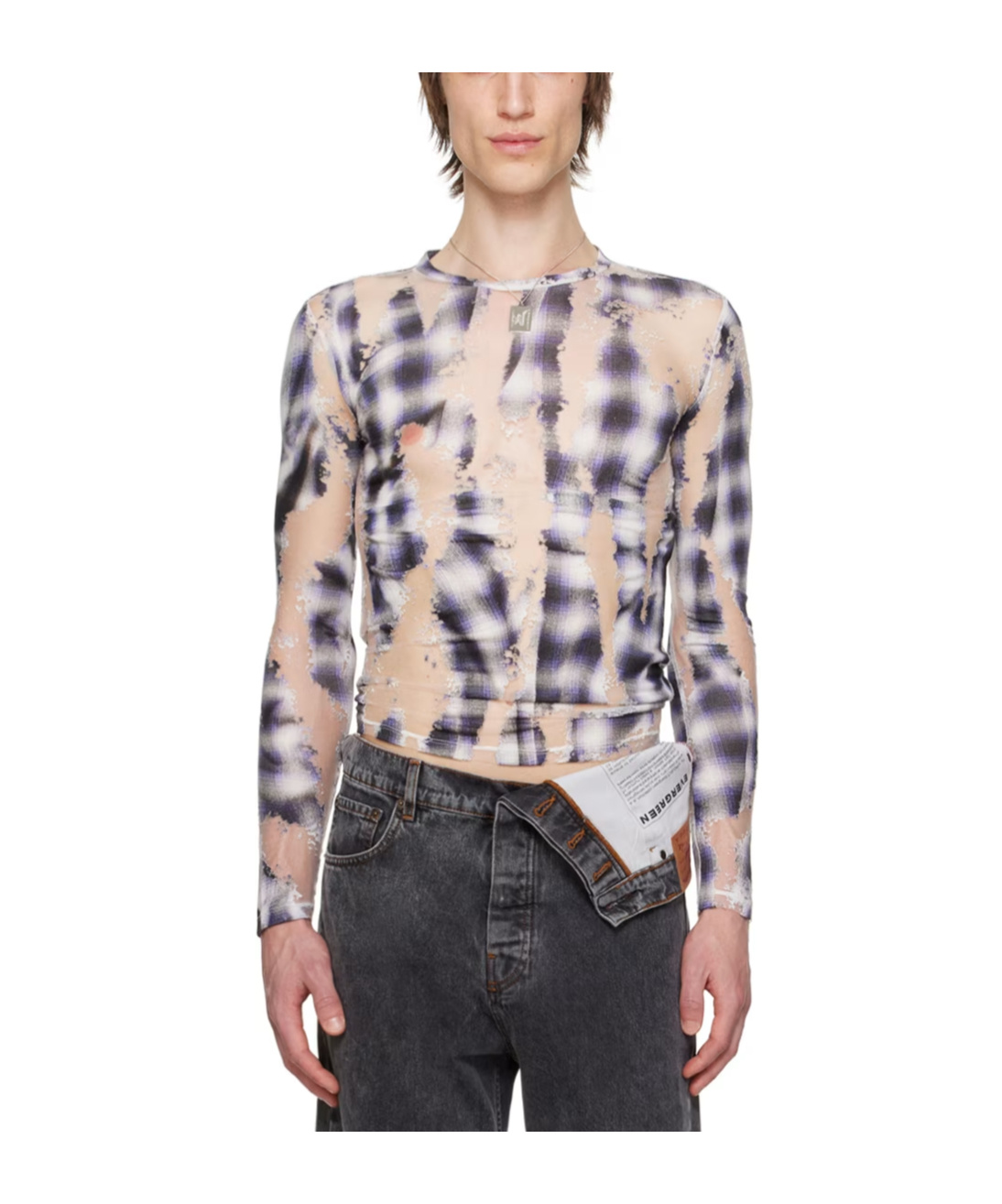 Y/project Check-pattern Long-sleeve T-shirt In Multicolor