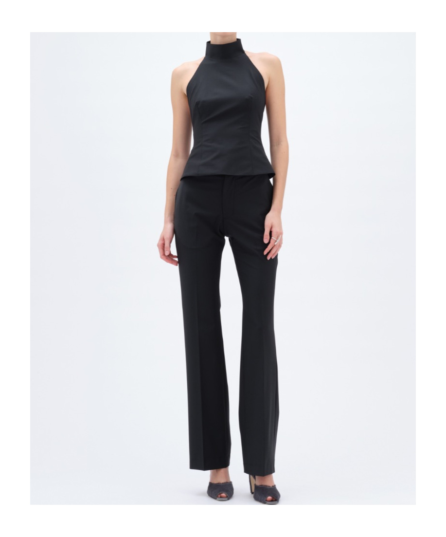 Remain Birger Christensen High-neck Button-fastening Top In Black