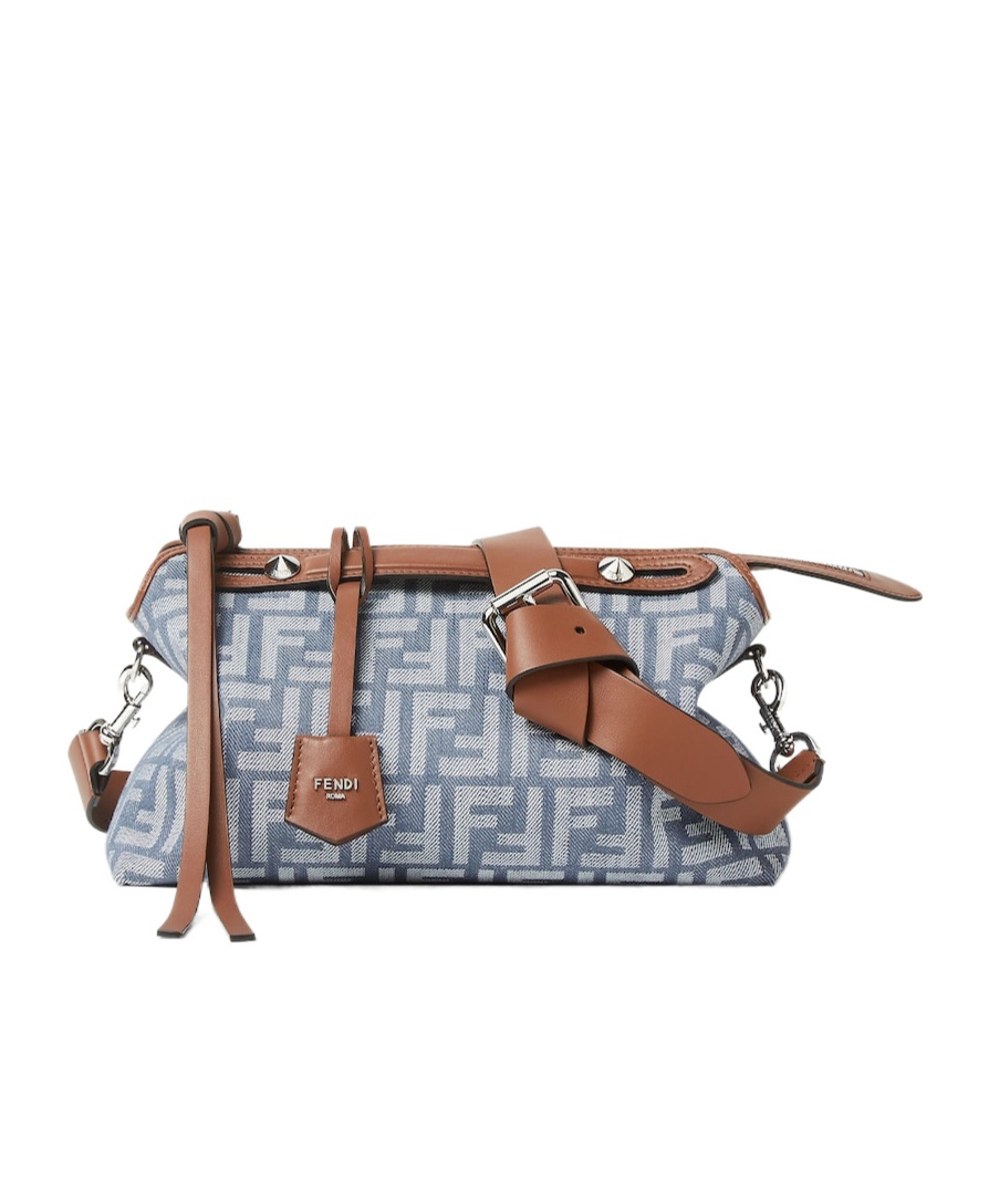 Fendi Blue Denim-effect Ff Jacquard Bag