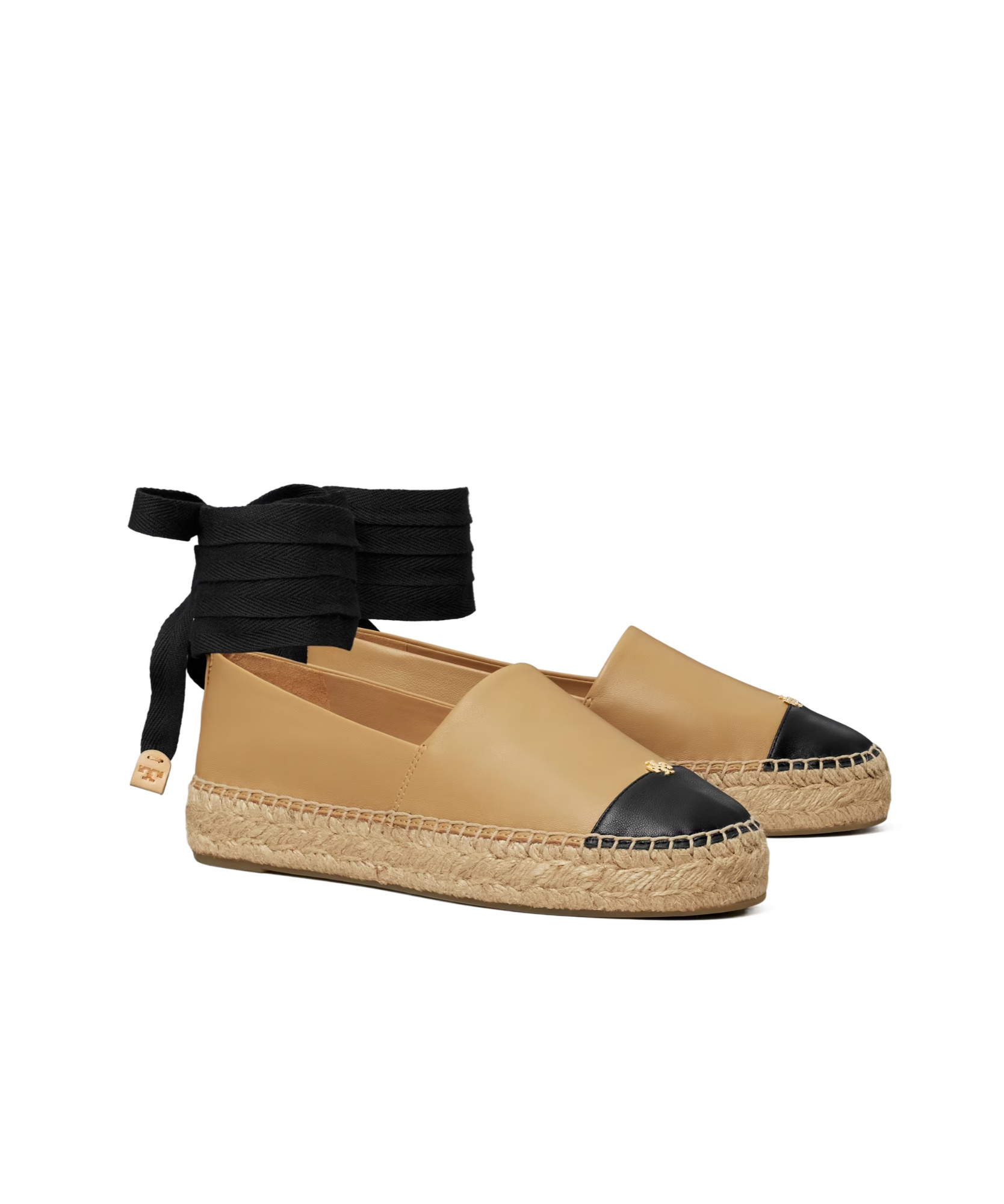 Tory Burch Ankle Wrap Cap Toe Platform Espadrille In Brown