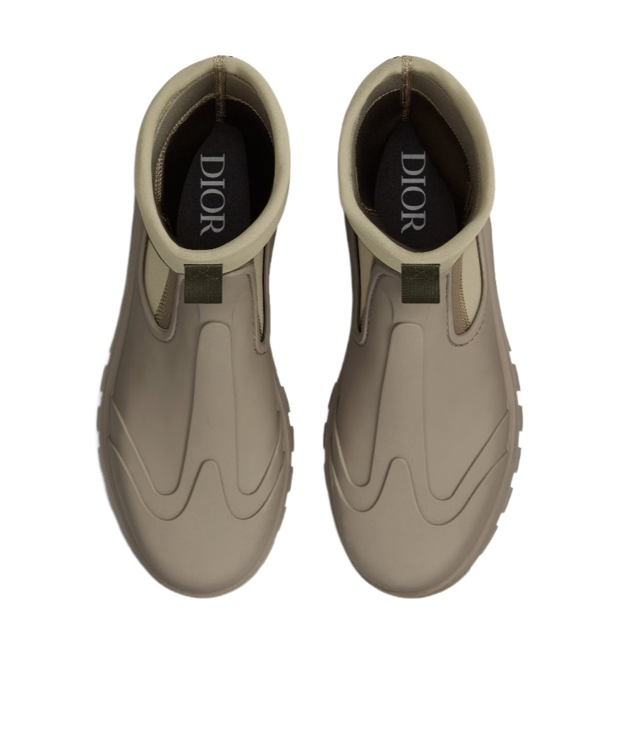 Dior Homme Man Ankle Boots Khaki Size 12 Textile Fibers In Nude