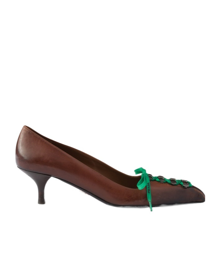 Prada Antiqued Leather Pumps In Cocoa Brown