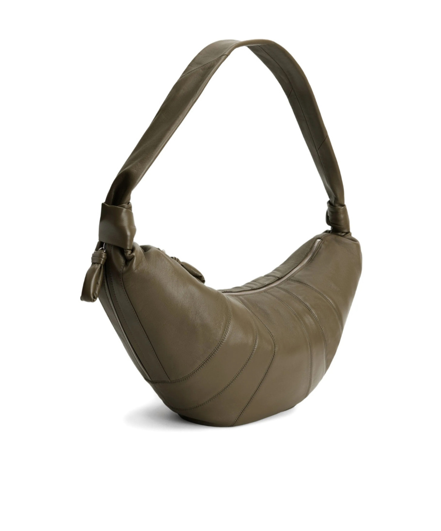 Lemaire Large Croissant Panelled Shoulder Bag In Brown