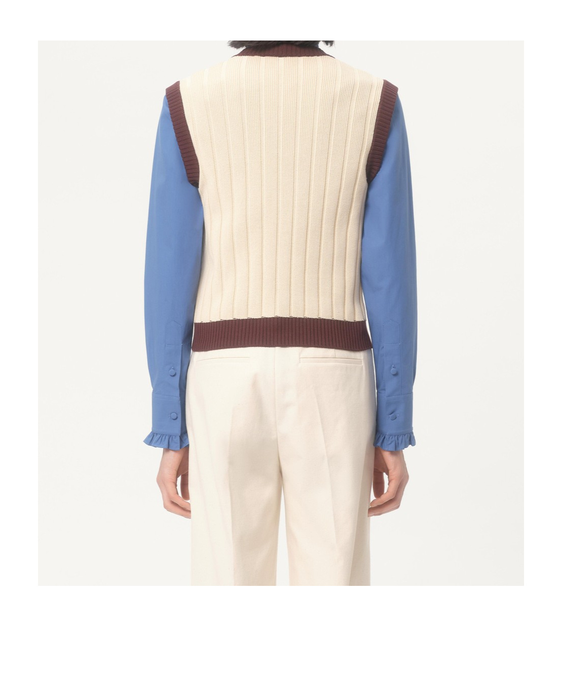 Valentino Long Sleeves, Crew Neck And Ribbed Details.... In Nude