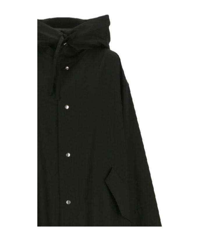 Jil Sander Hooded Midi Parka With Drawstring Waist In Black