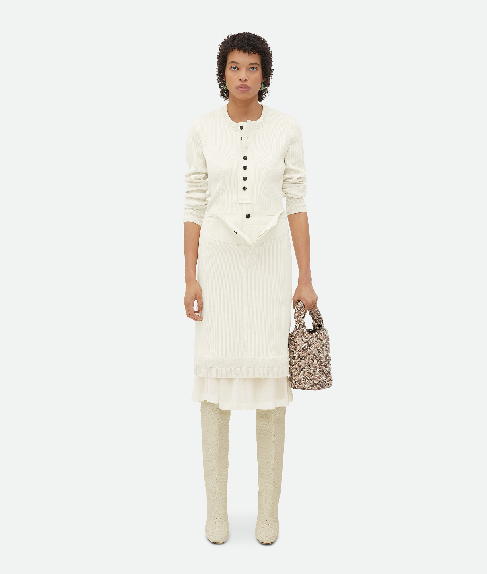 Shop Bottega Veneta Compact Ribbed-knit Top In White