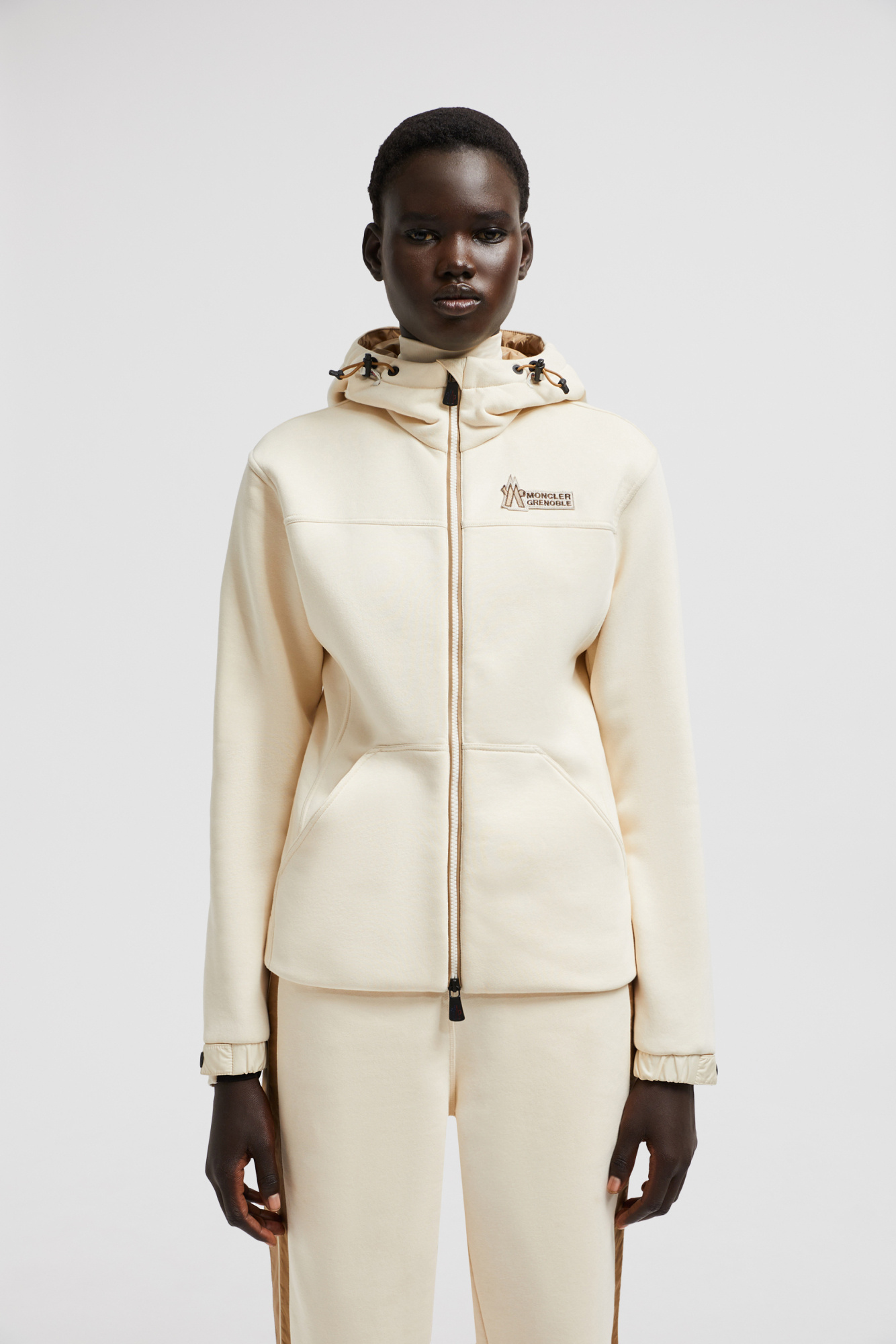 Shop Moncler Zip-up Hoodie In White