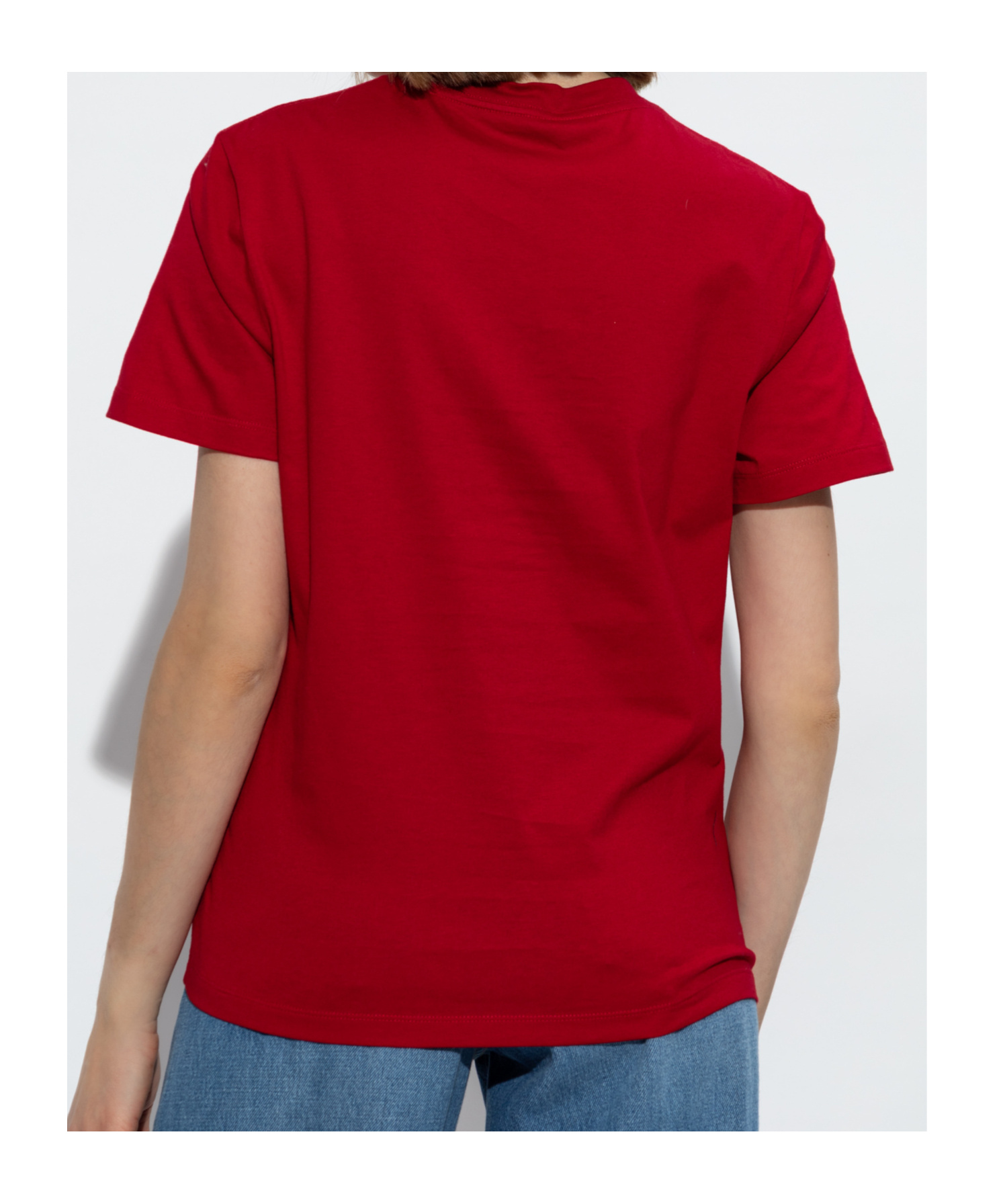Versace Embellished Logo Crewneck T-shirt In Red