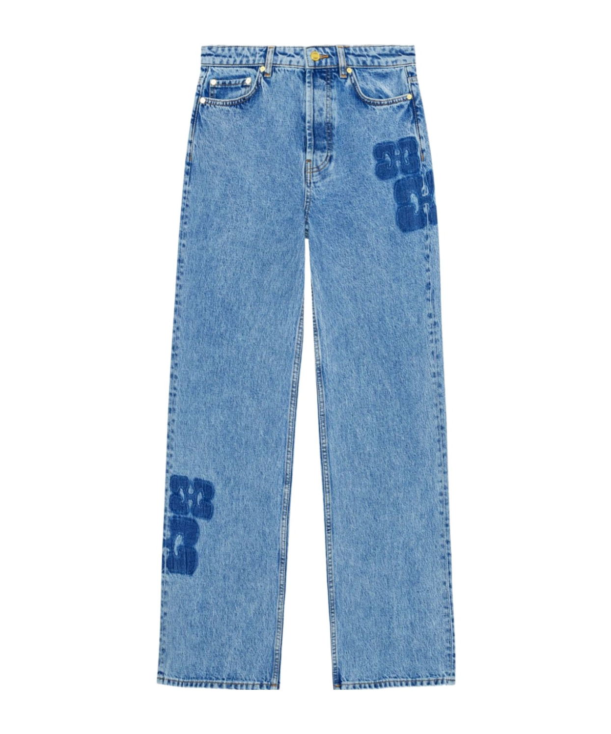 Ganni Izey Patchwork Jeans In Blue
