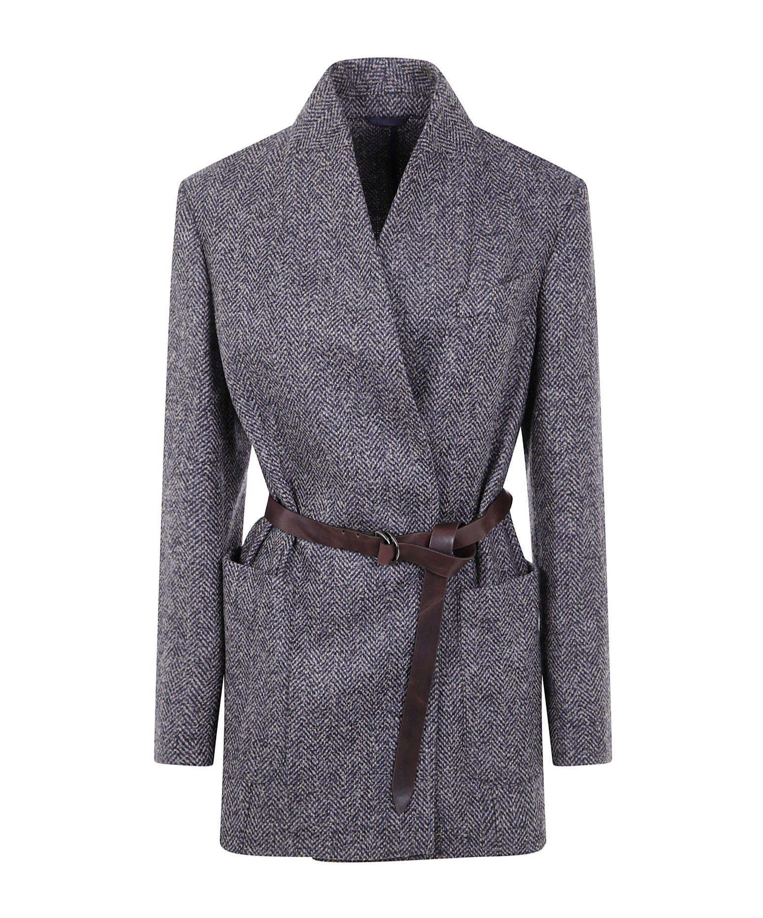 Brunello Cucinelli Herringbone Jacket In Gray