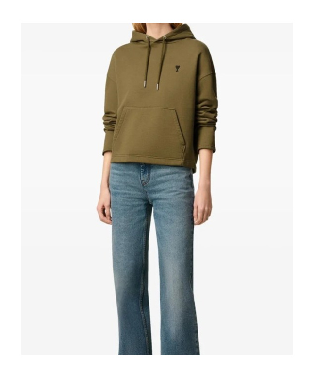 Ami Alexandre Mattiussi Ami Paris Ami De Coeur Logo Embroidered Hoodie In Green