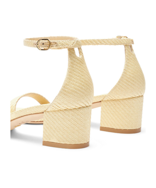 Stuart Weitzman Square-headed Low-heeled Sandals In Nude