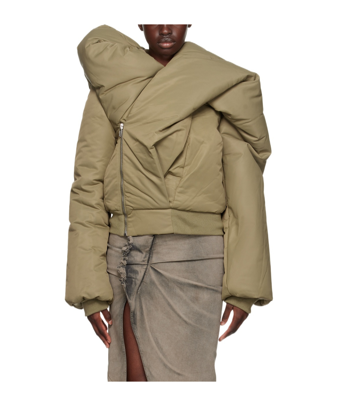 Rick Owens Drkshdw Green Doll Bomber Jacket In Brown