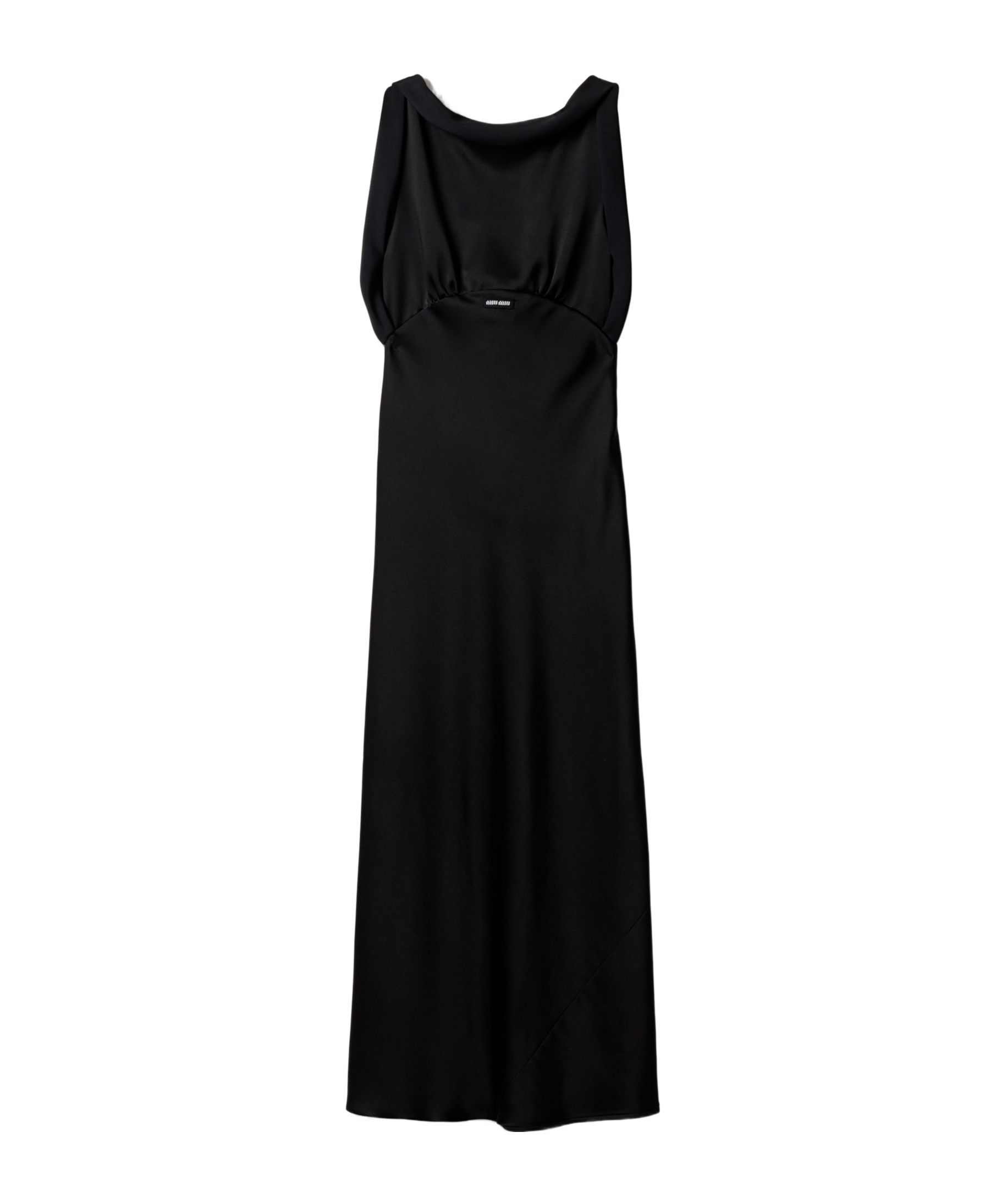 Miu Miu Envers Satin Sleeveless Ankle-length Dress In Black