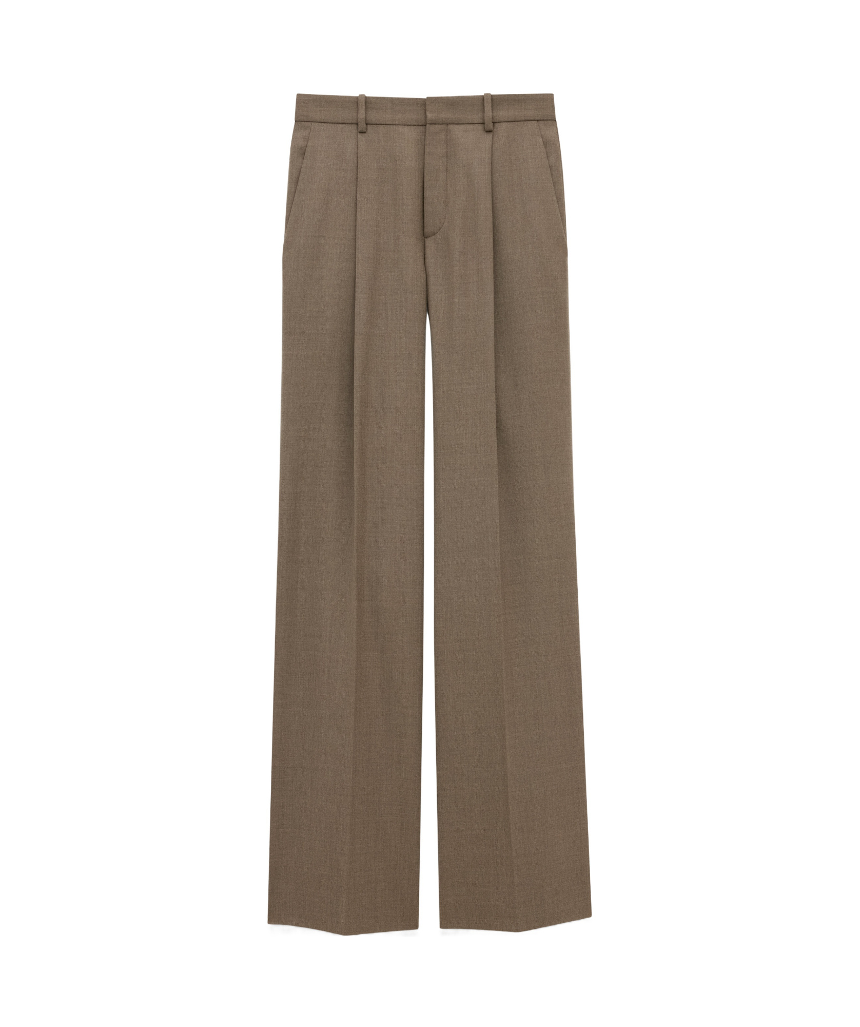 Saint Laurent Wide-leg Wool Trousers In Brown
