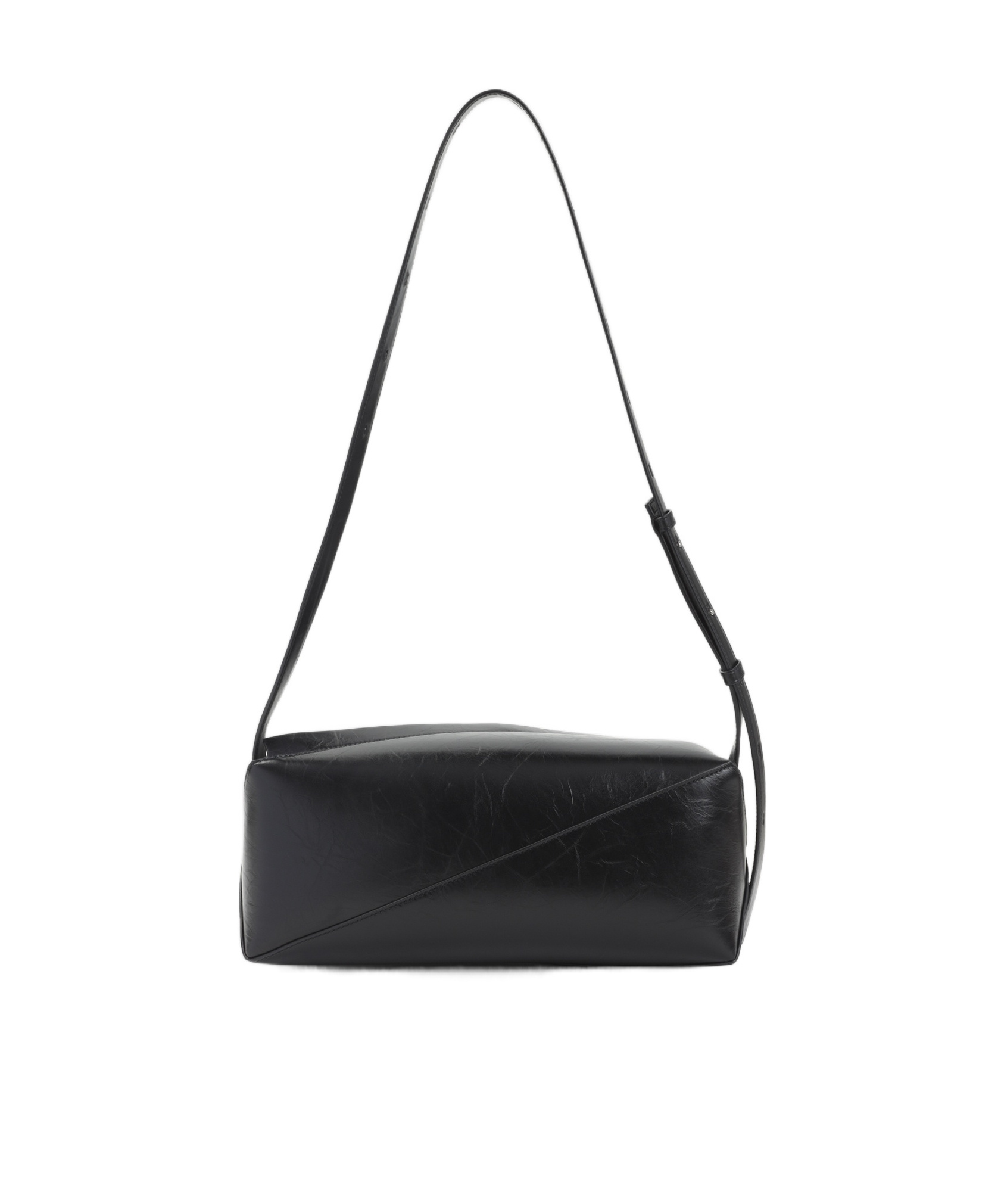 Jil Sander Diagonal-zip Leather Shoulder Bag In Black