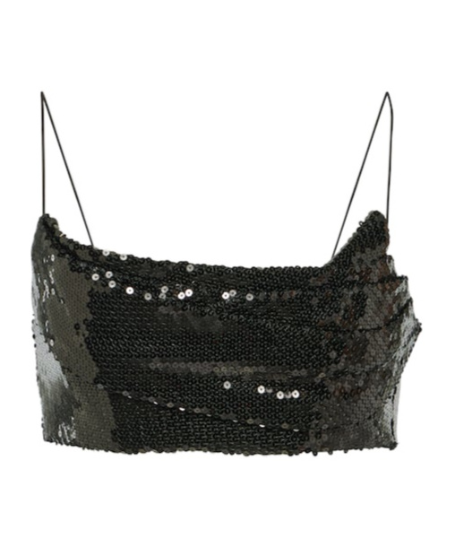 Alex Perry Sequined Crop Top In Black