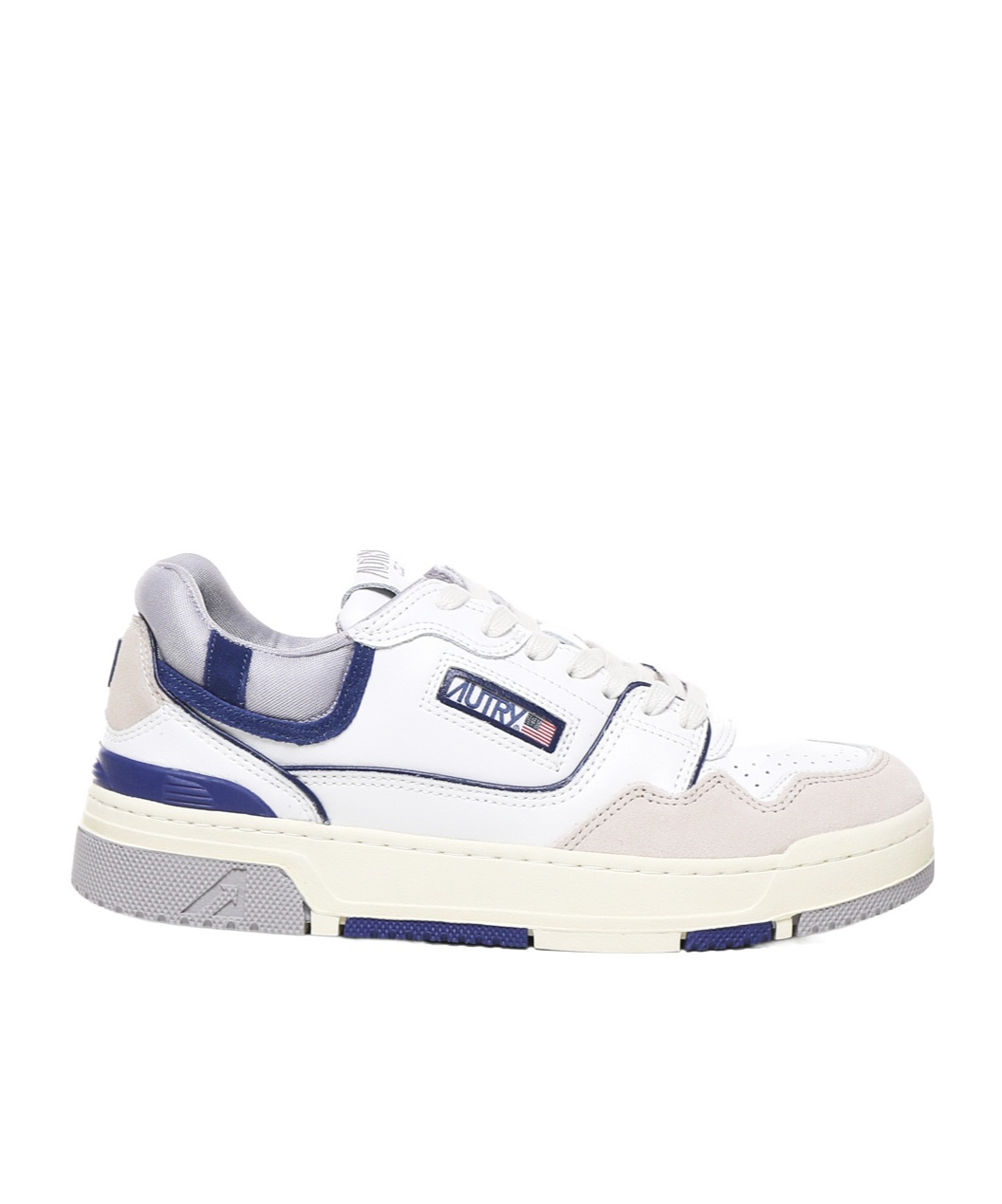 Autry White Low Top Sneakers With Blue Details And Logo Patch In White