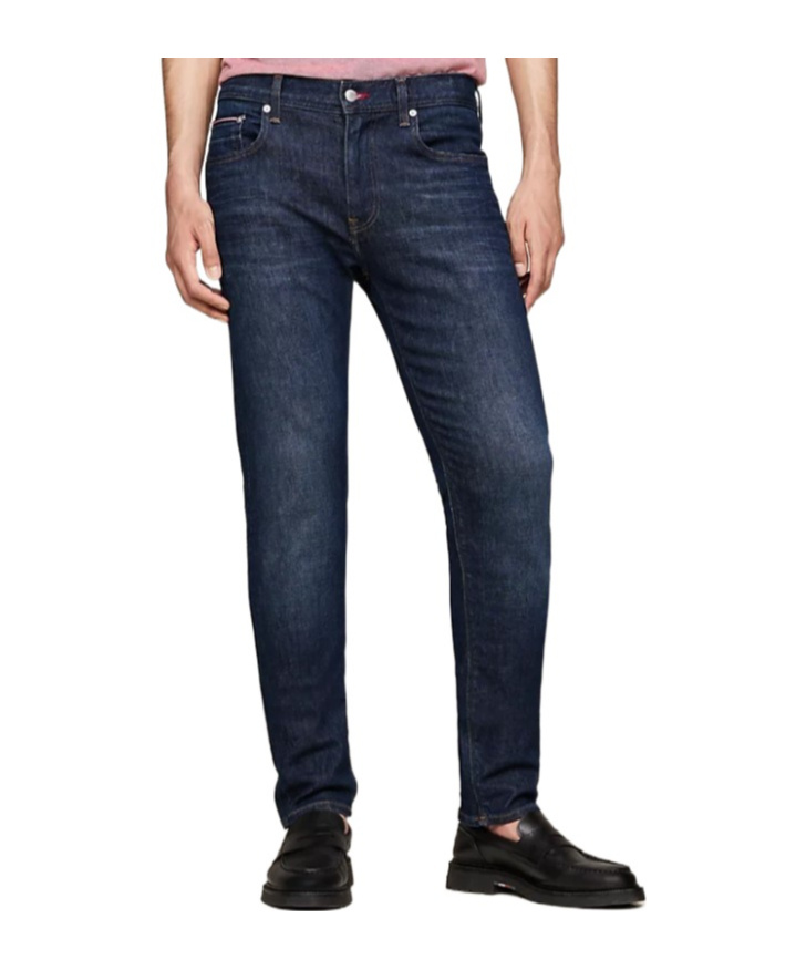 Shop Tommy Hilfiger Logo Denim Pants In Black