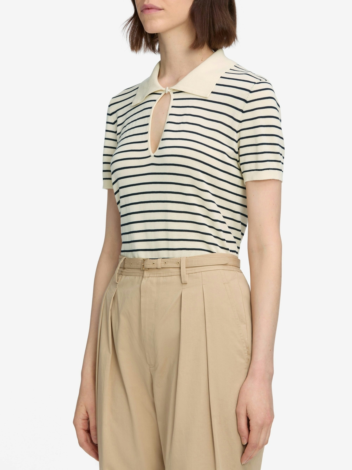 Frame Striped Short Sleeve Polo Shirt In Neutral