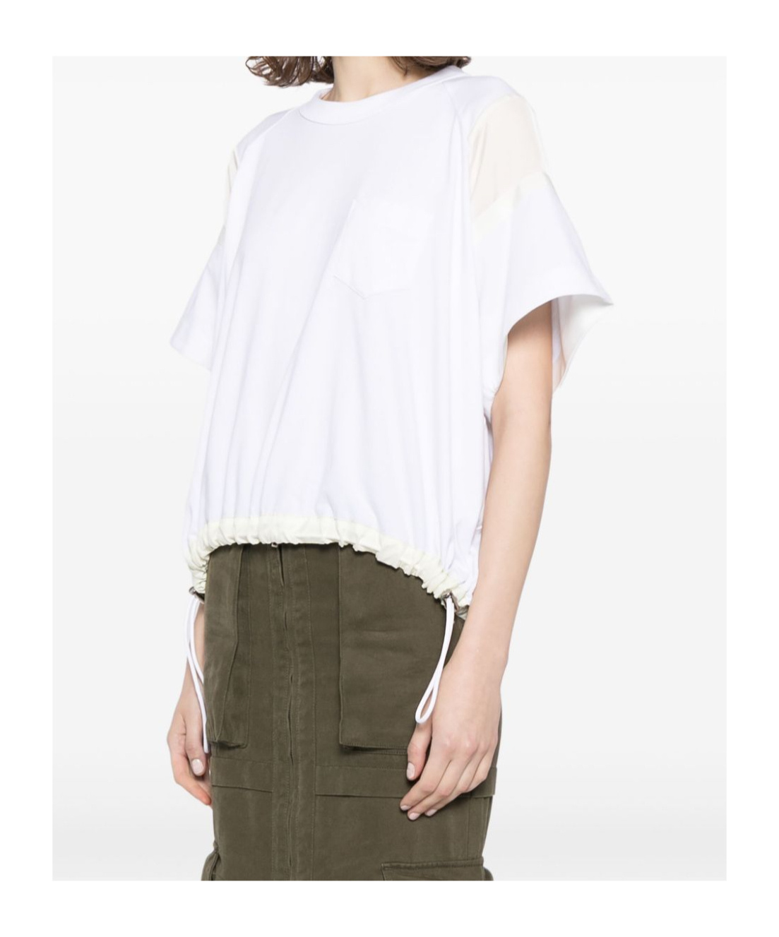 Shop Sacai Panelled T-shirt In White