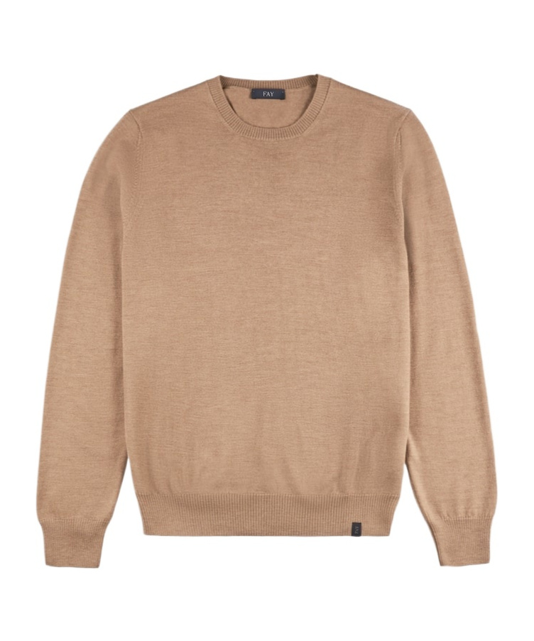 Fay Crew-neck Wool Jumper In Nude