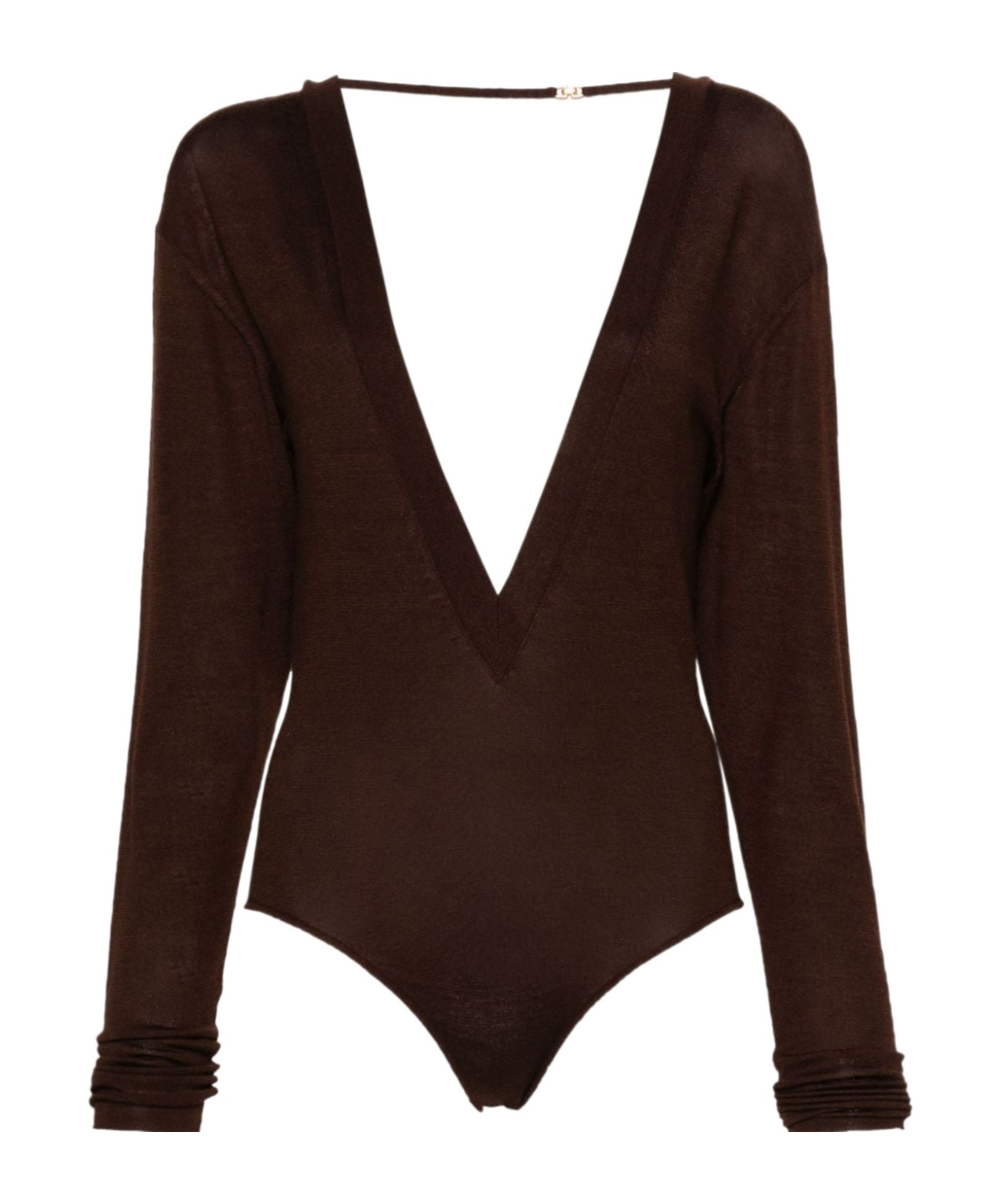 Saint Laurent Plunging V-neck Bodysuit In Black