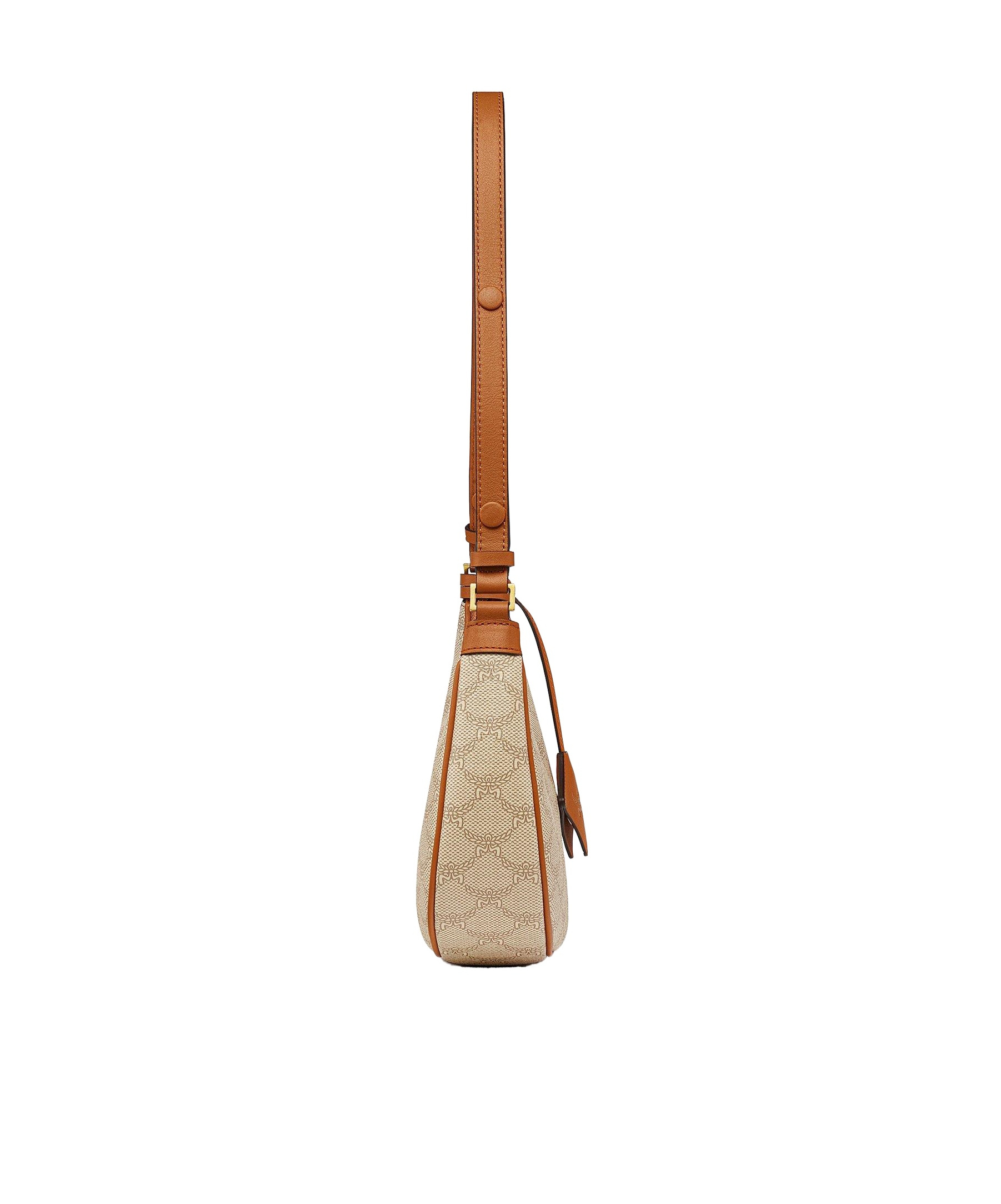 Mcm Small Ascending Moon Shoulder Bag In Nude