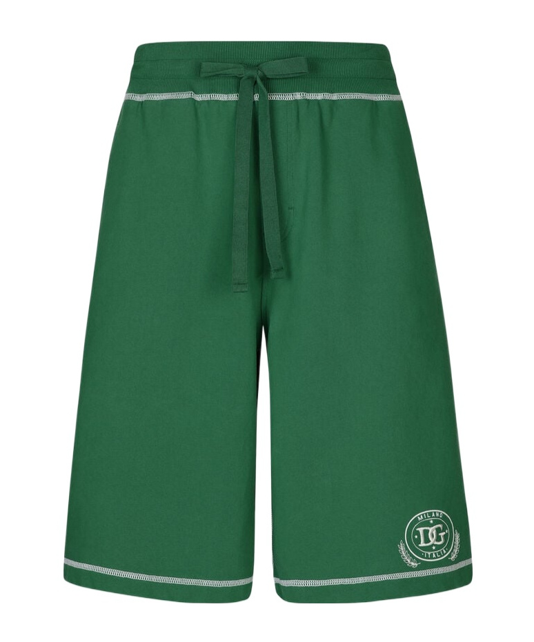 Dolce & Gabbana Logo-embroidered Jersey Track Shorts In Green
