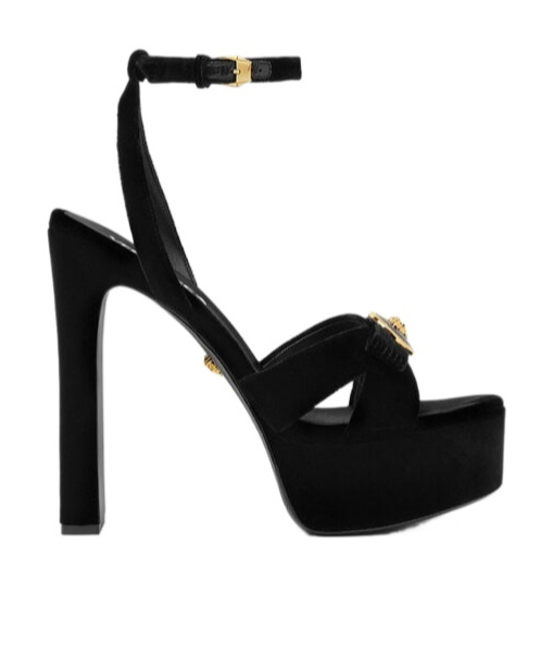 VERSACE 140MM GIANNI RIBBON VELVET SANDALS