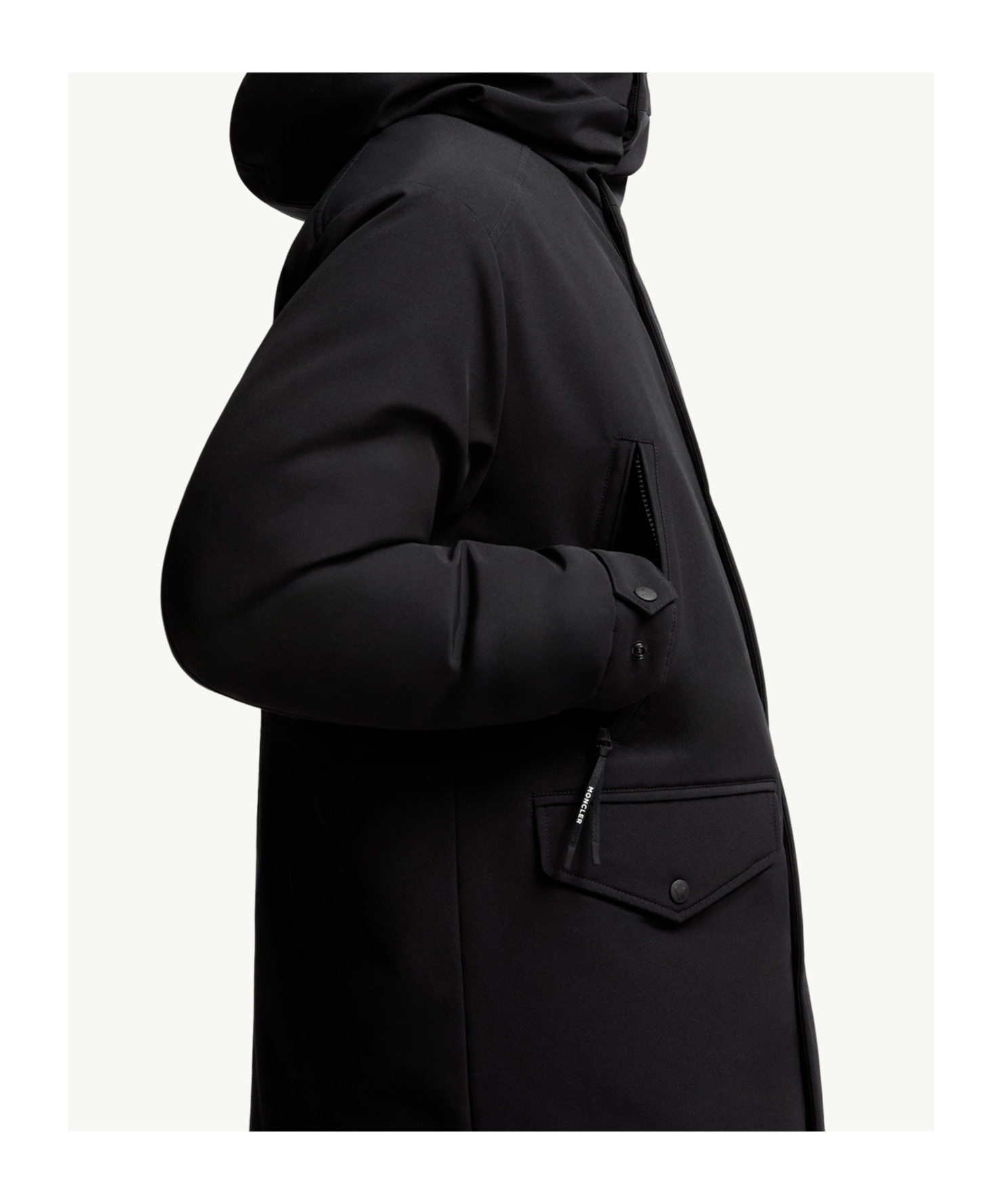 Moncler Mens Black Livradois Logo-patch Down Parka Jacket In Black