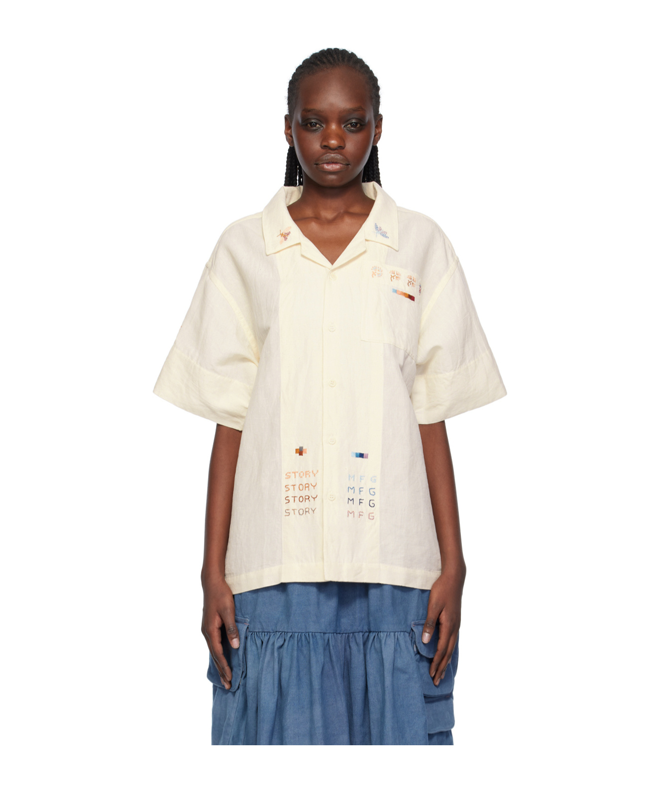 Story Mfg. Greetings Button Shirt In White