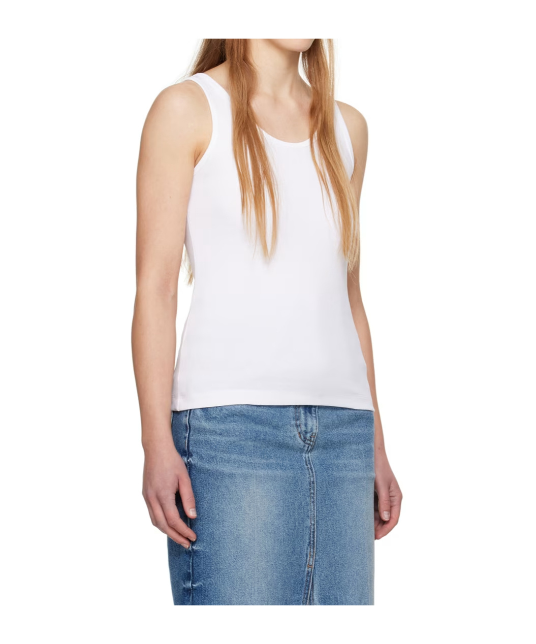 Juunj White Scoop Tank Top In Multi