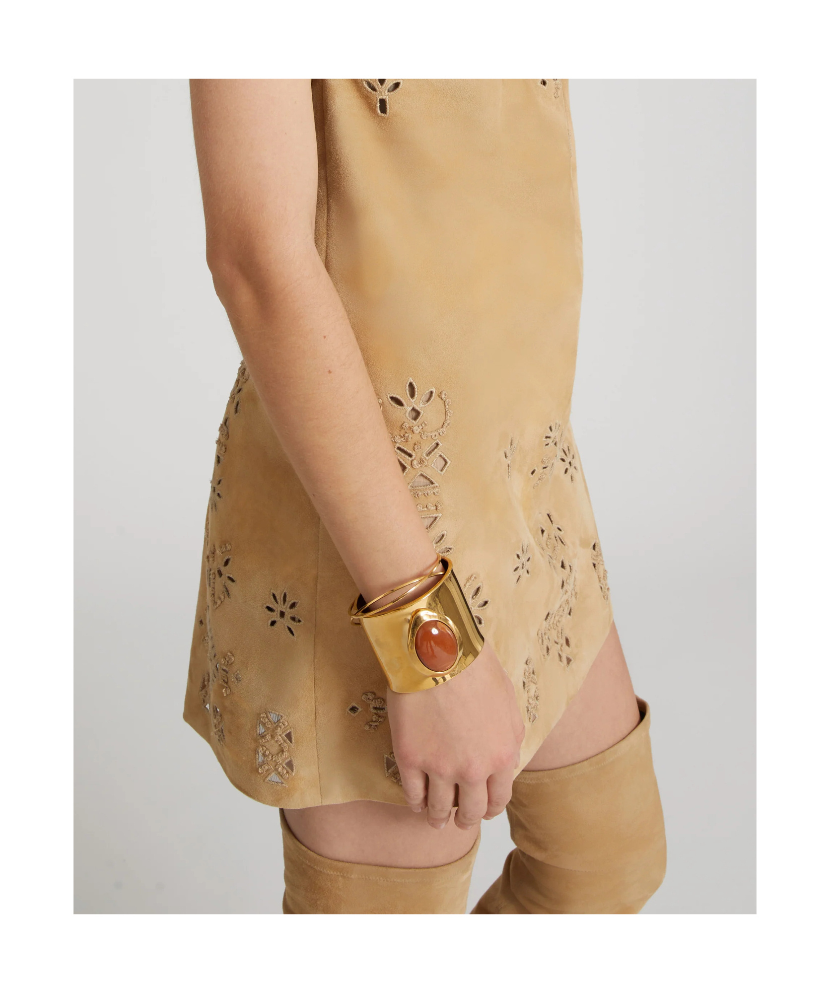 Ermanno Scervino Rigid Band Bracelet With Semi-precious Brick-colored Hard Stone Cabouchon In Golden