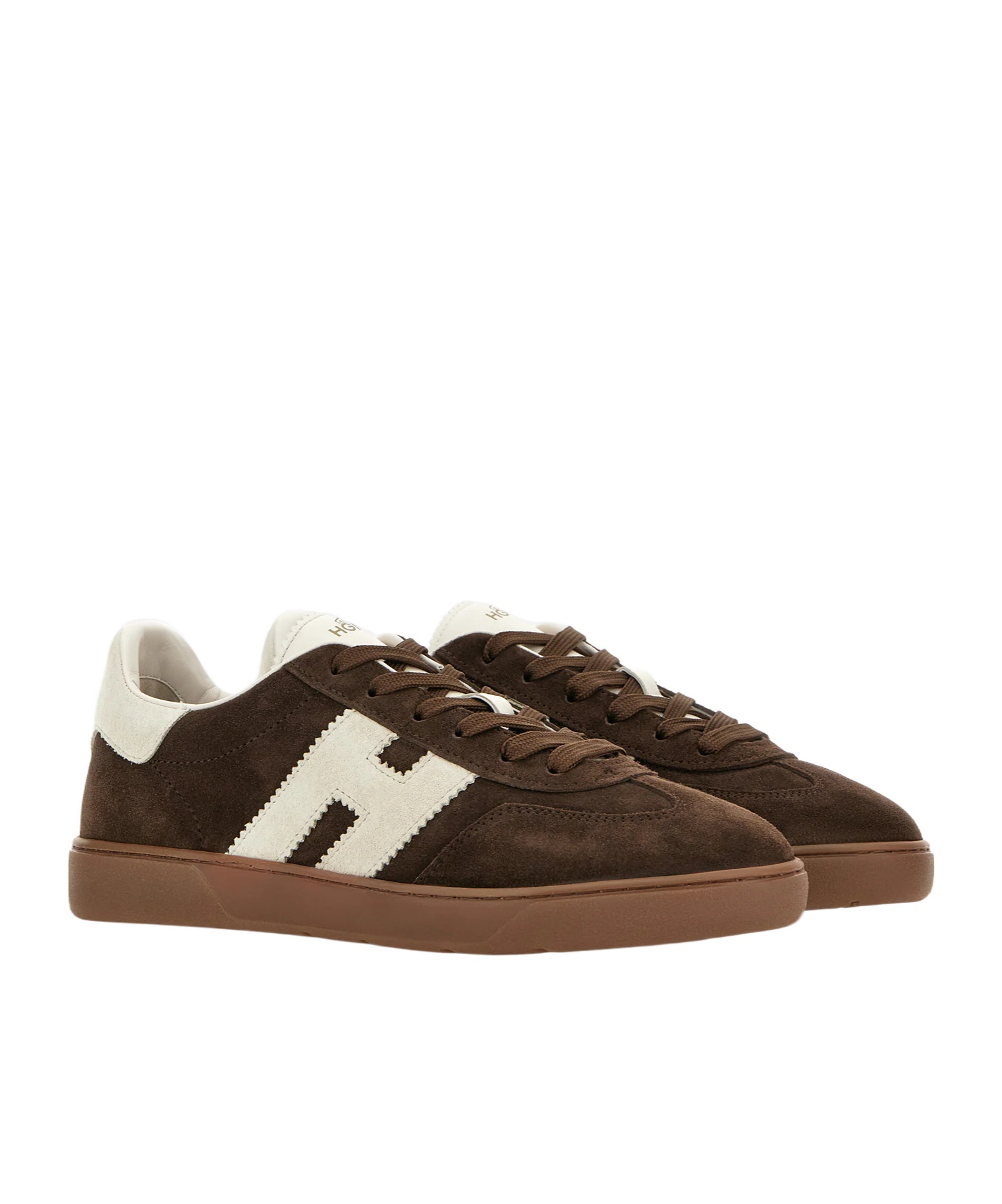 Hogan Rubber Sole Suede Finish Sneakers In Brown