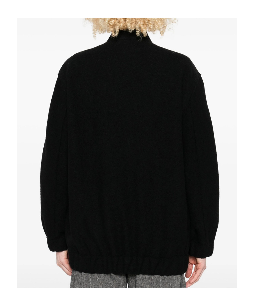 Harris Wharf London Zip-front Balloon-sleeve Jacket In Black