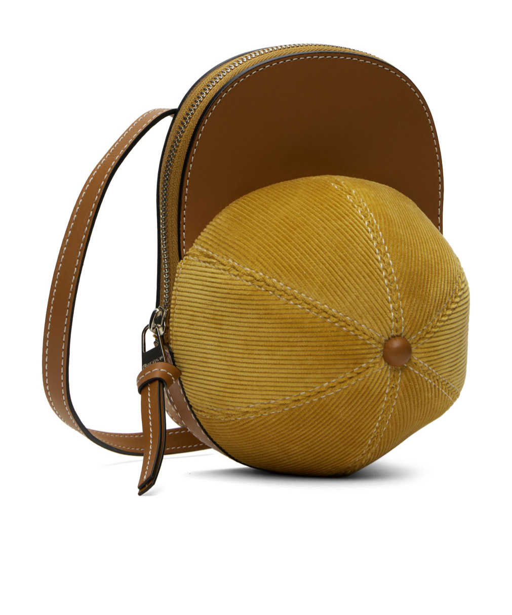 Jw Anderson Baseball Cap Motif Zipped Shoulder Bag In Brown